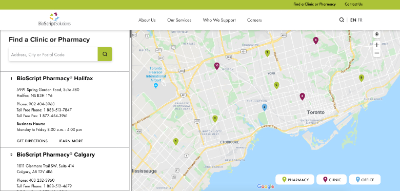 Our locations Map