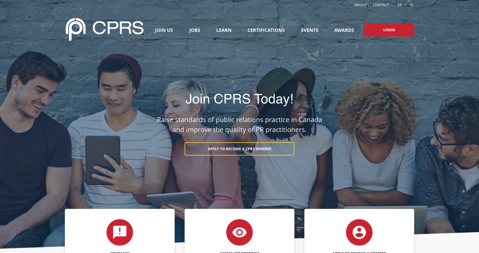 Canadian Public Relations society homepage mock-up