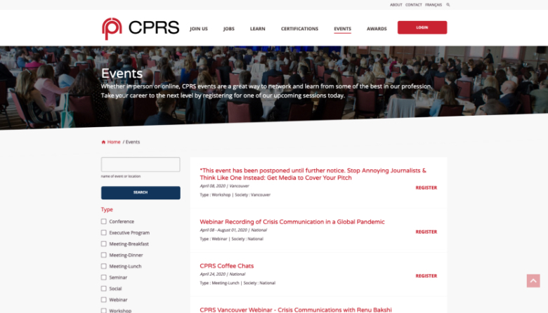 events mock-up