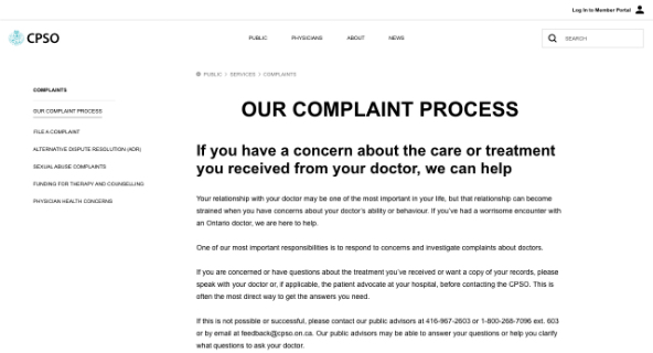 our complaint process wire