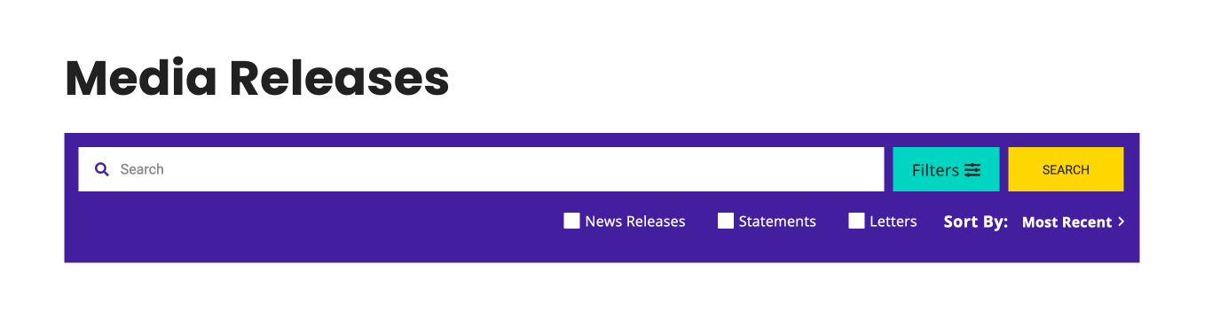 Media releases search