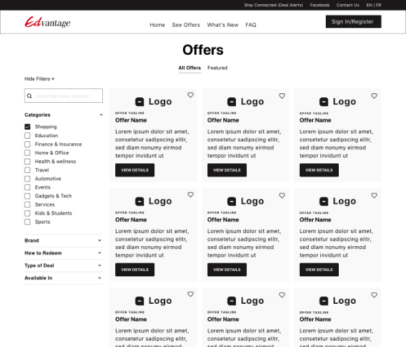 offers wireframe