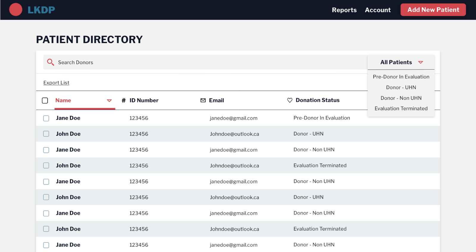 Patient Directory Design