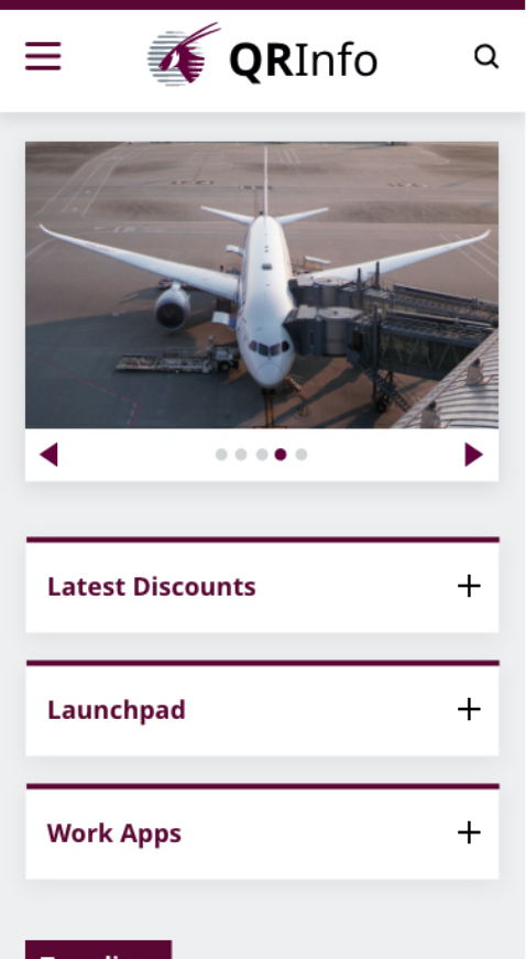 Qatar Airways Intranet mobile homepage