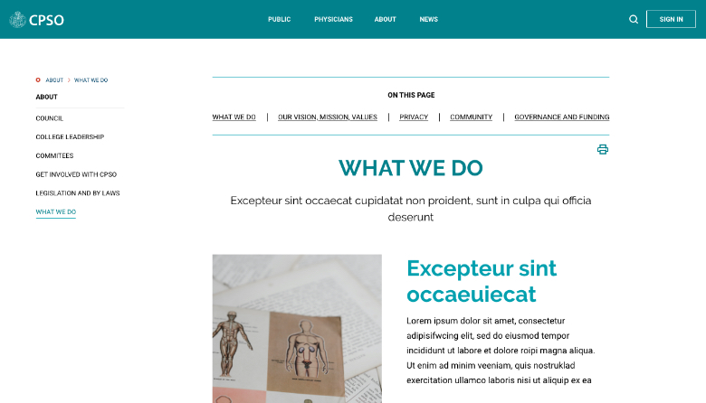 about us CPSO website