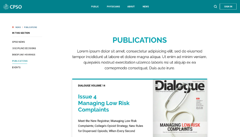 publications cpso website