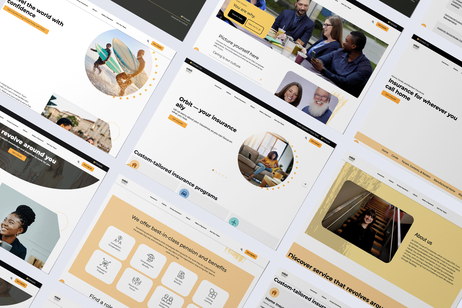 Orbit Insurance website design pages