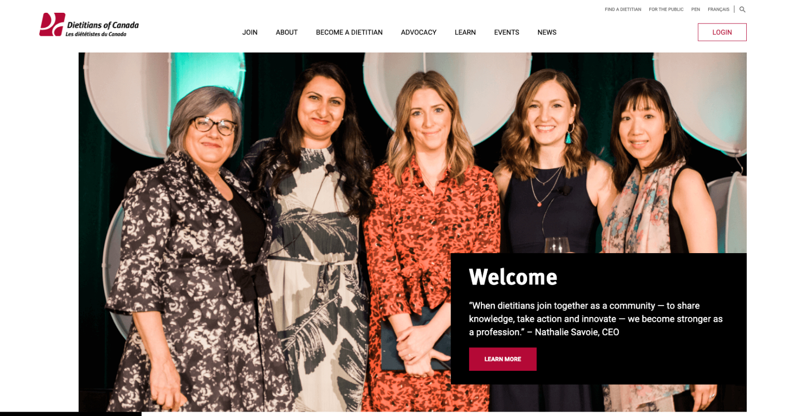 Dietitians of Canada Homepage Desgin