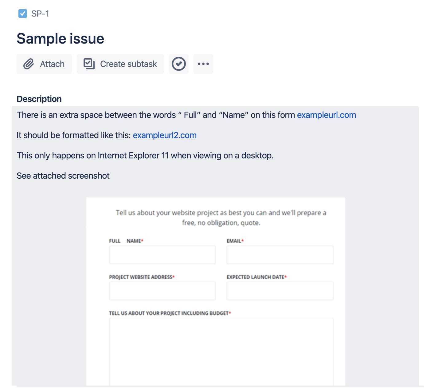 JIRA sample testing issue