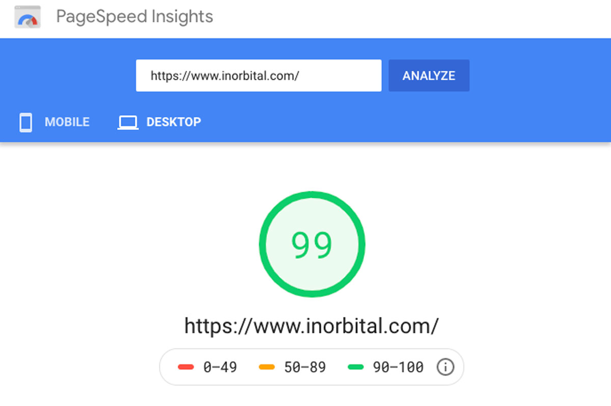 inorbital pagespeed insight