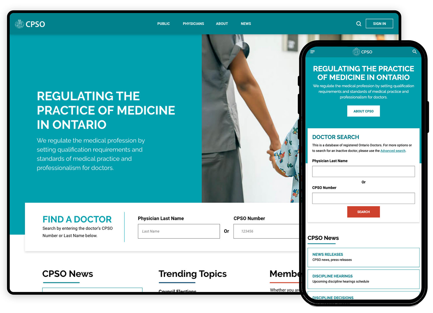 College of Physicians and Surgeons of Ontario best association website design