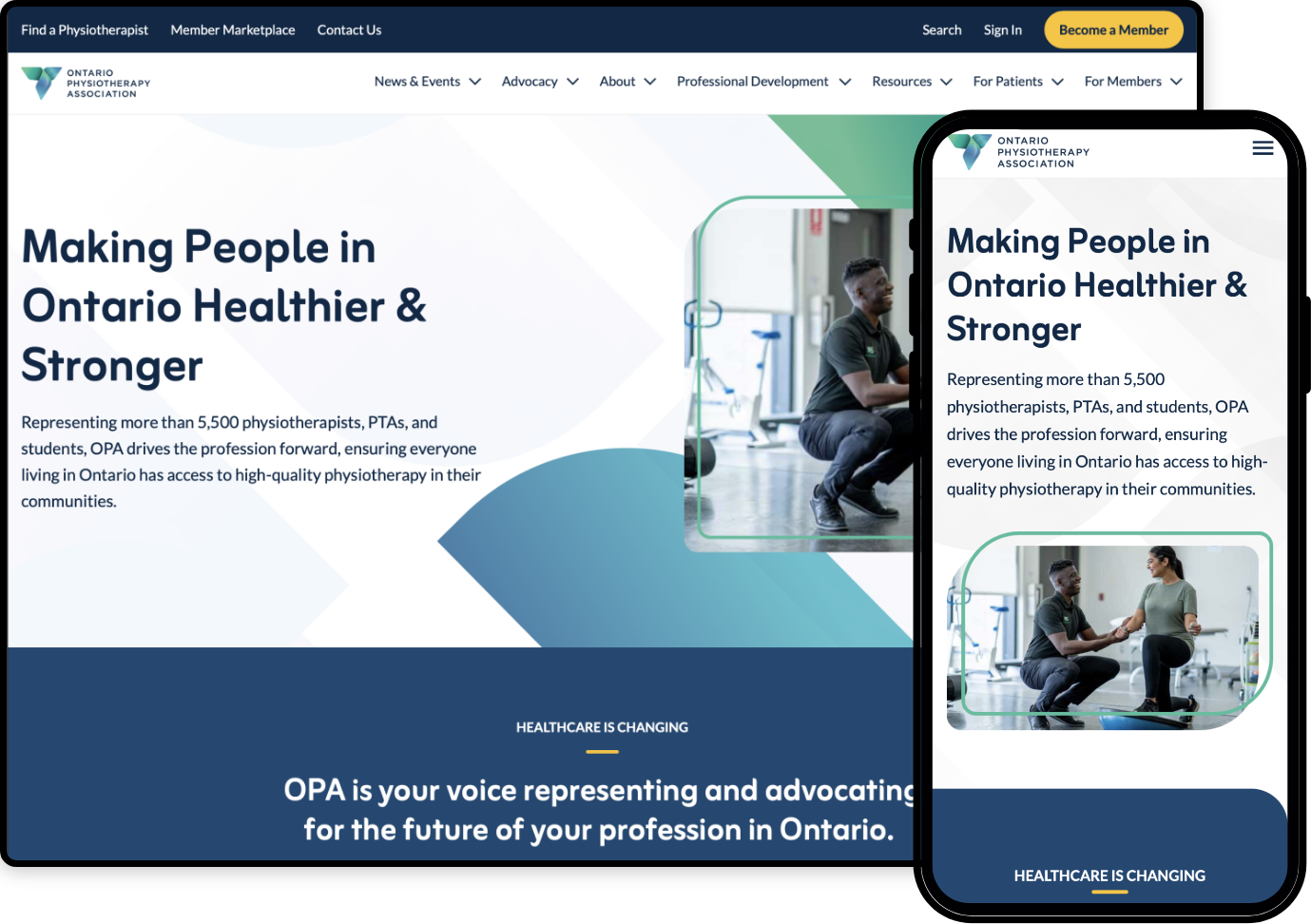 opa website design homepage