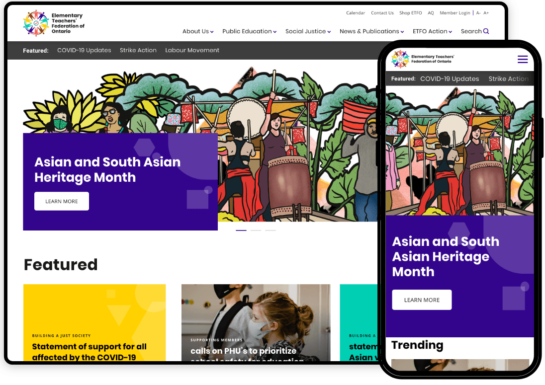 Elementary Teachers’ Federation of Ontario best website design